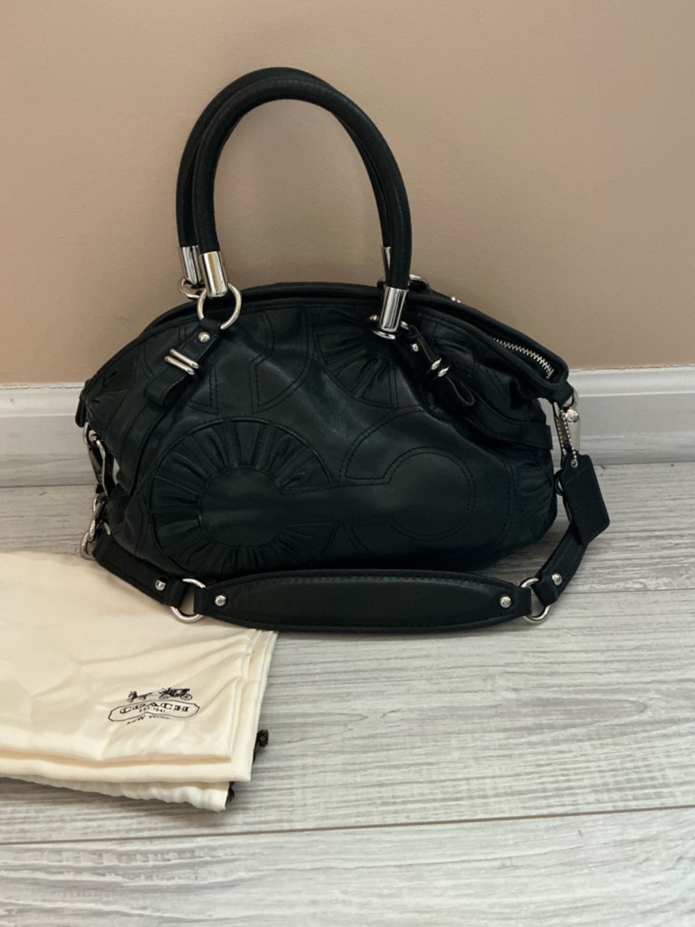 Coach Black Leather Signature Collection Satchel